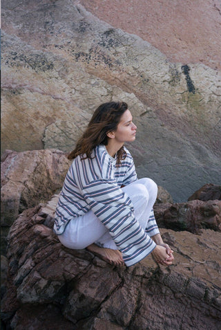 Gemma Striped Long Sleeve - Ocean Stripe