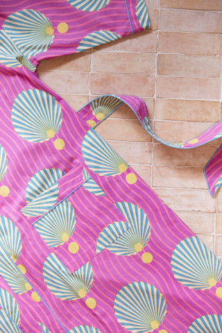 Colorful pink robe with sea shell pattern
