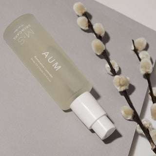 A bottle of M.S Skincare AUM Lavender Body Oil