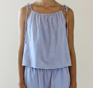 Striped tank top with adjustable tie straps