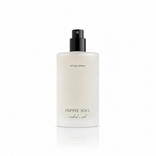 Bottle of Orchid + Ash Hippie Soul Ritual Spray on plain white background