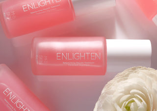 A pink bottle of M.S Skincare Enlighten Glycolic Acid treatment