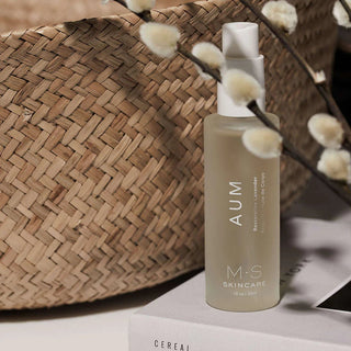 A bottle of M.S Skincare AUM Lavender Body Oil