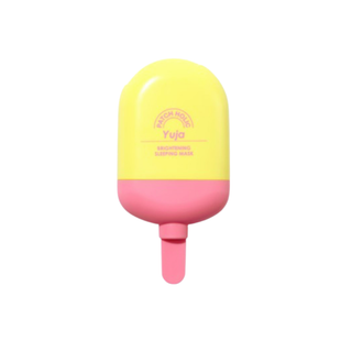 Pink and yellow popsicle-shaped product with 'Yuja' branding on a white background