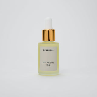 Bottle of Behrhaus restorative botanical face il for hydrated glowing skin