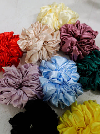 Assorted colorful silk satin sleep scrunchies