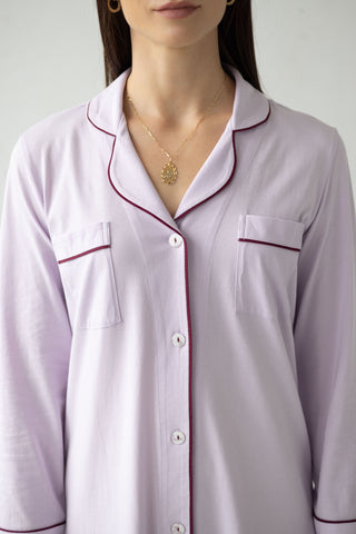 Women wearing soft cotton purple sleepwear top