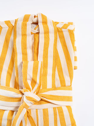 Soft cotton linen striped robe designed for comfort