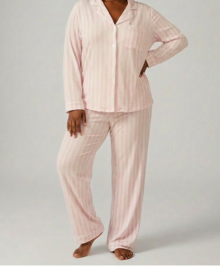Stripe and Stare pajama set in pink and white stripes